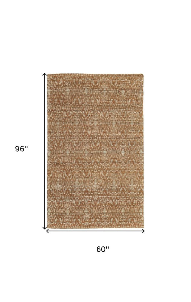 8' X 11' Orange and Tan Geometric Hand Woven Area Rug