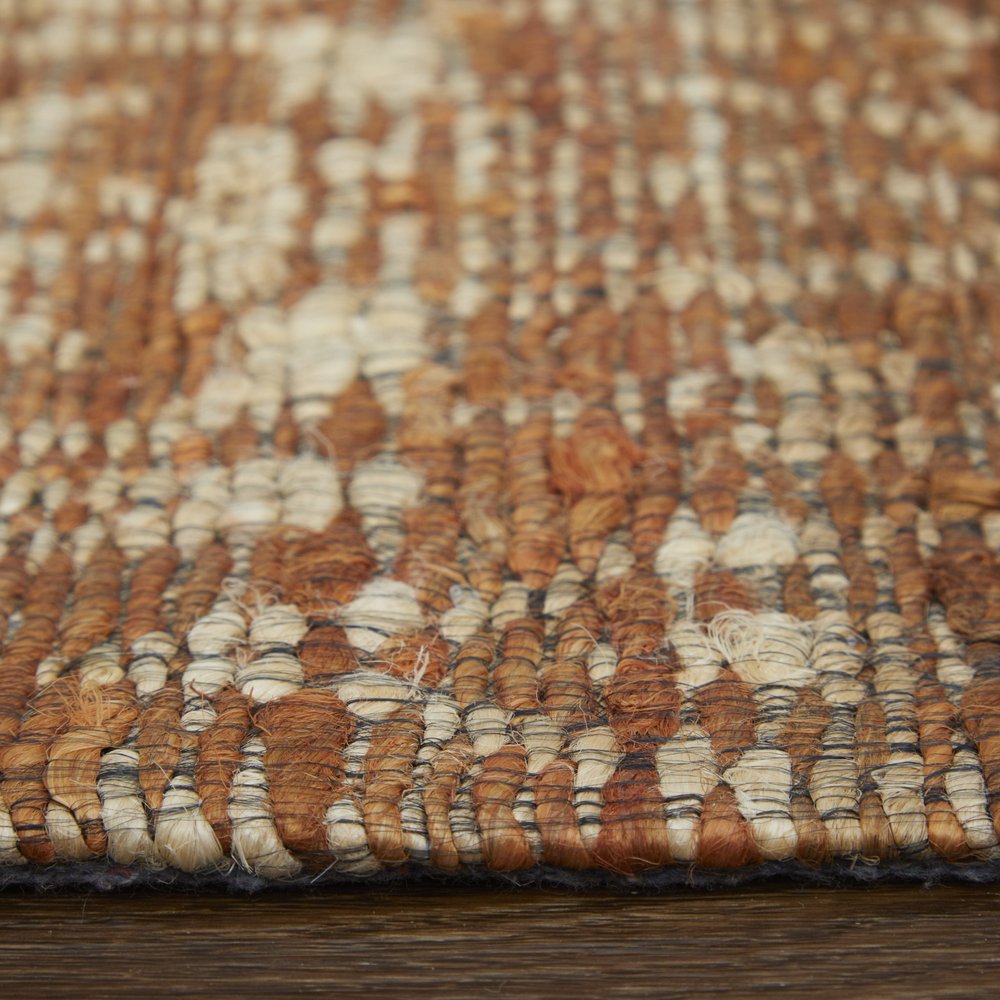 8' X 11' Orange and Tan Geometric Hand Woven Area Rug