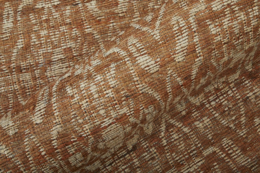 8' X 11' Orange and Tan Geometric Hand Woven Area Rug