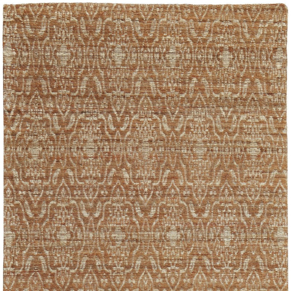 8' X 11' Orange and Tan Geometric Hand Woven Area Rug
