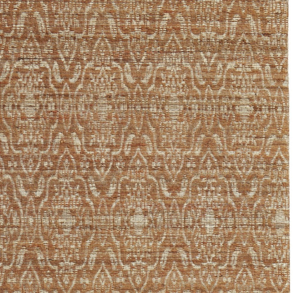 8' X 11' Orange and Tan Geometric Hand Woven Area Rug