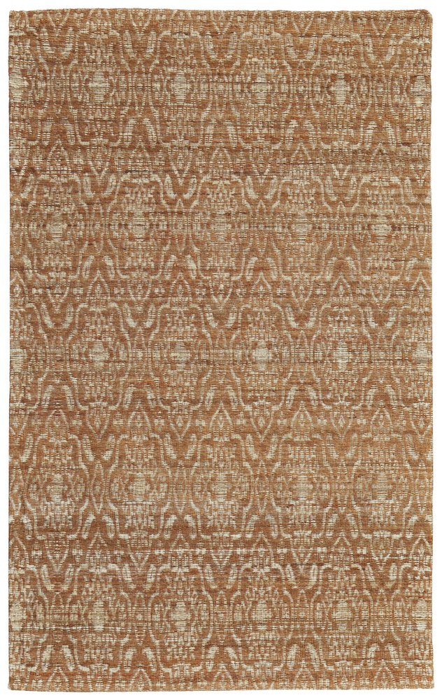 8' X 11' Orange and Tan Geometric Hand Woven Area Rug