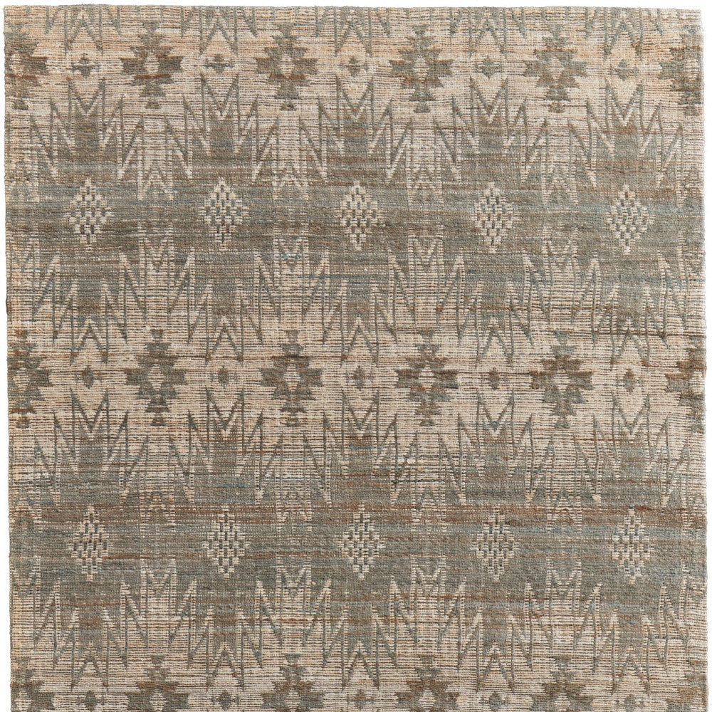 5' X 8' Tan and Gray Geometric Hand Woven Area Rug