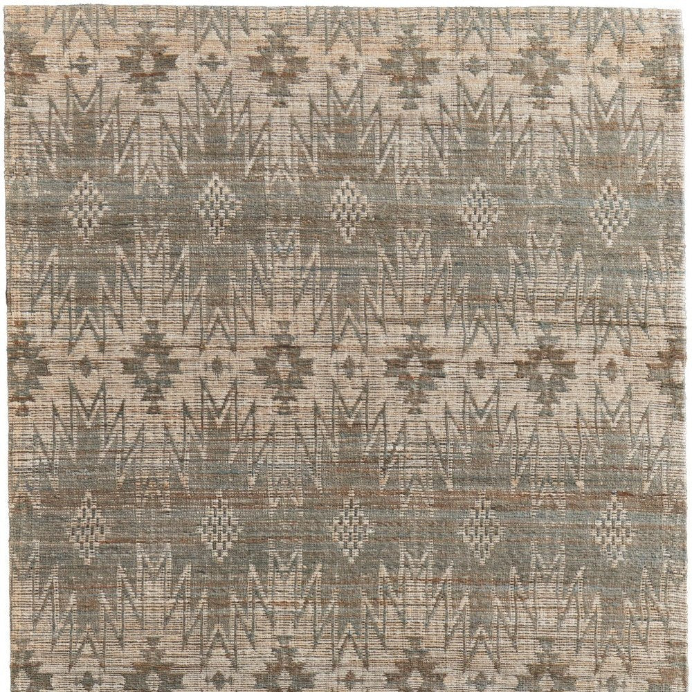 5' X 8' Tan and Gray Geometric Hand Woven Area Rug