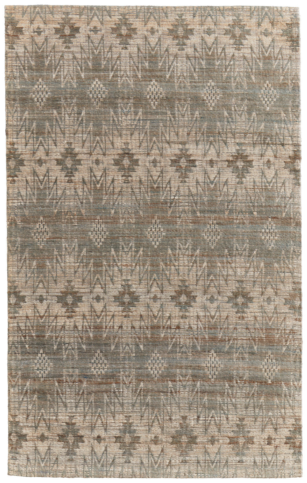 5' X 8' Tan and Gray Geometric Hand Woven Area Rug