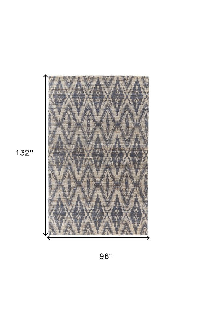 5' X 8' Tan and Gray Geometric Hand Woven Area Rug