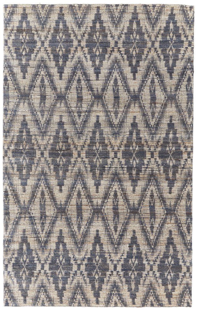 5' X 8' Tan and Gray Geometric Hand Woven Area Rug