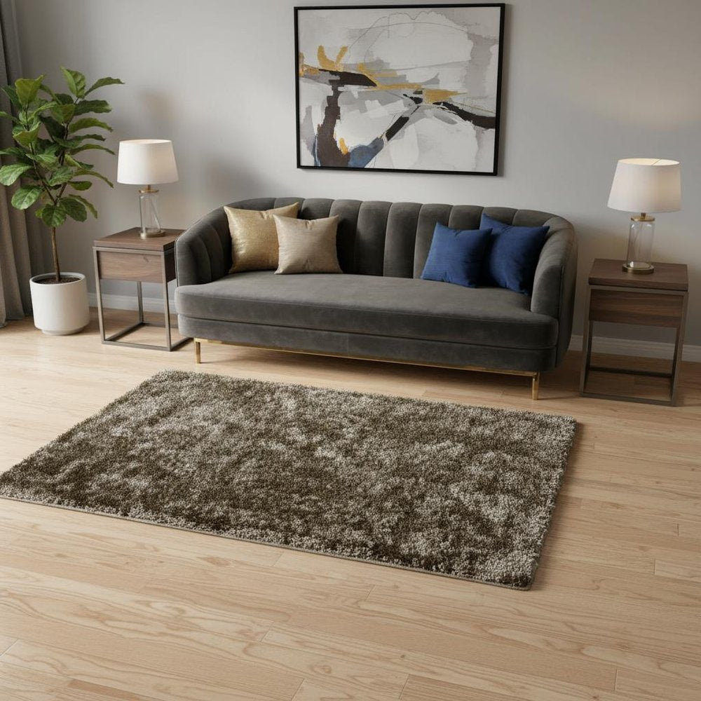 5' X 8' Gold Shag Hand Tufted Area Rug