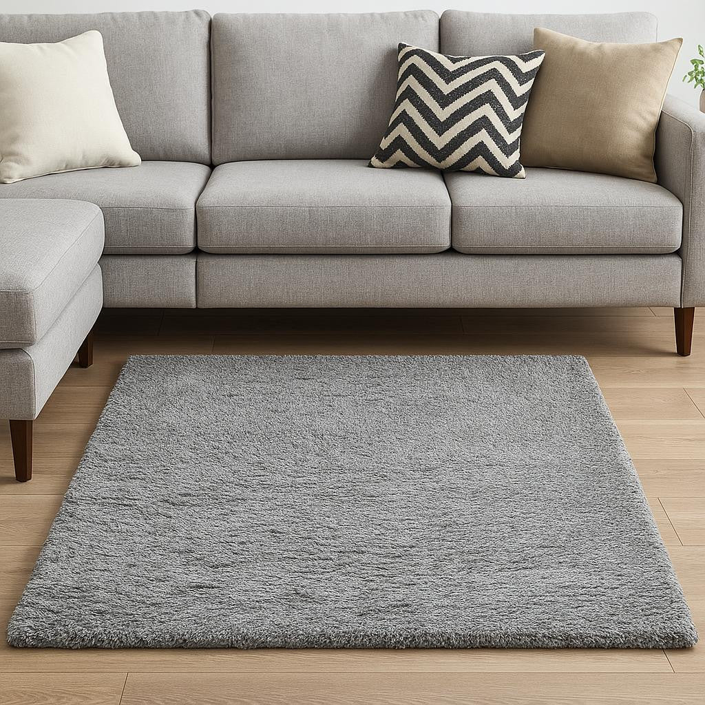 5' X 8' Tan Shag Hand Tufted Area Rug