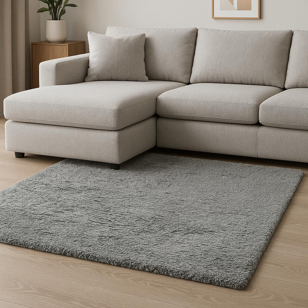 5' X 8' Tan Shag Hand Tufted Area Rug