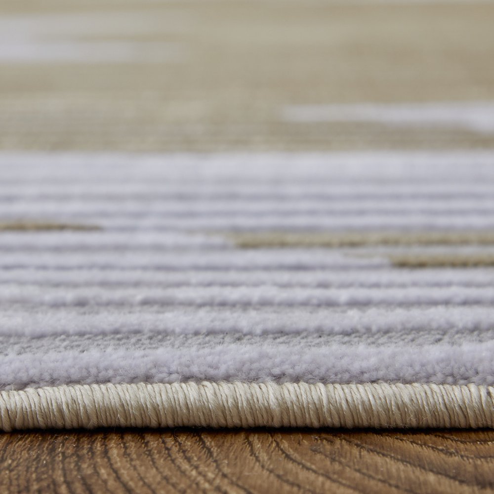 10' X 13' White Gray and Gold Geometric Power Loom Area Rug