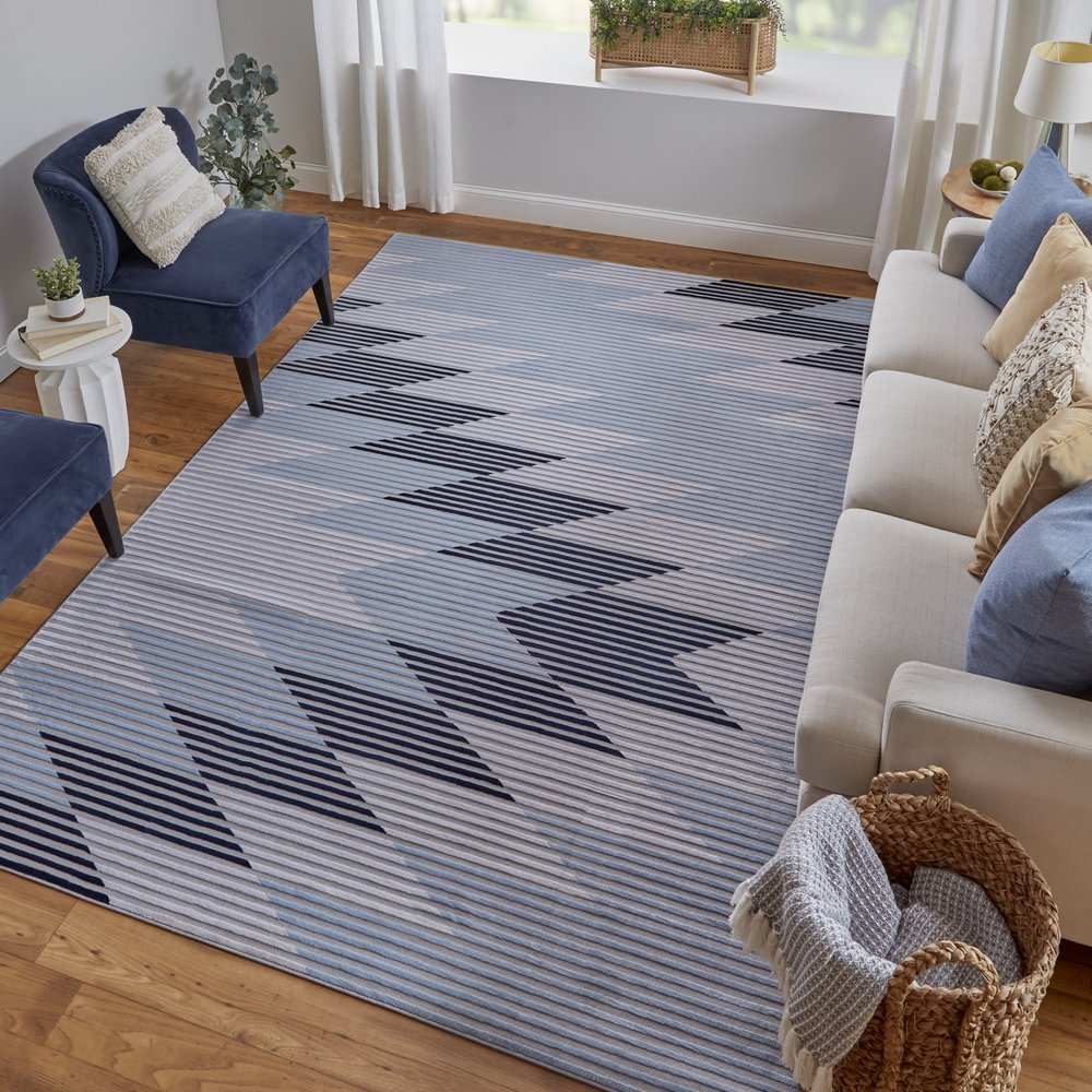 10' X 13' White Gray and Gold Geometric Power Loom Area Rug