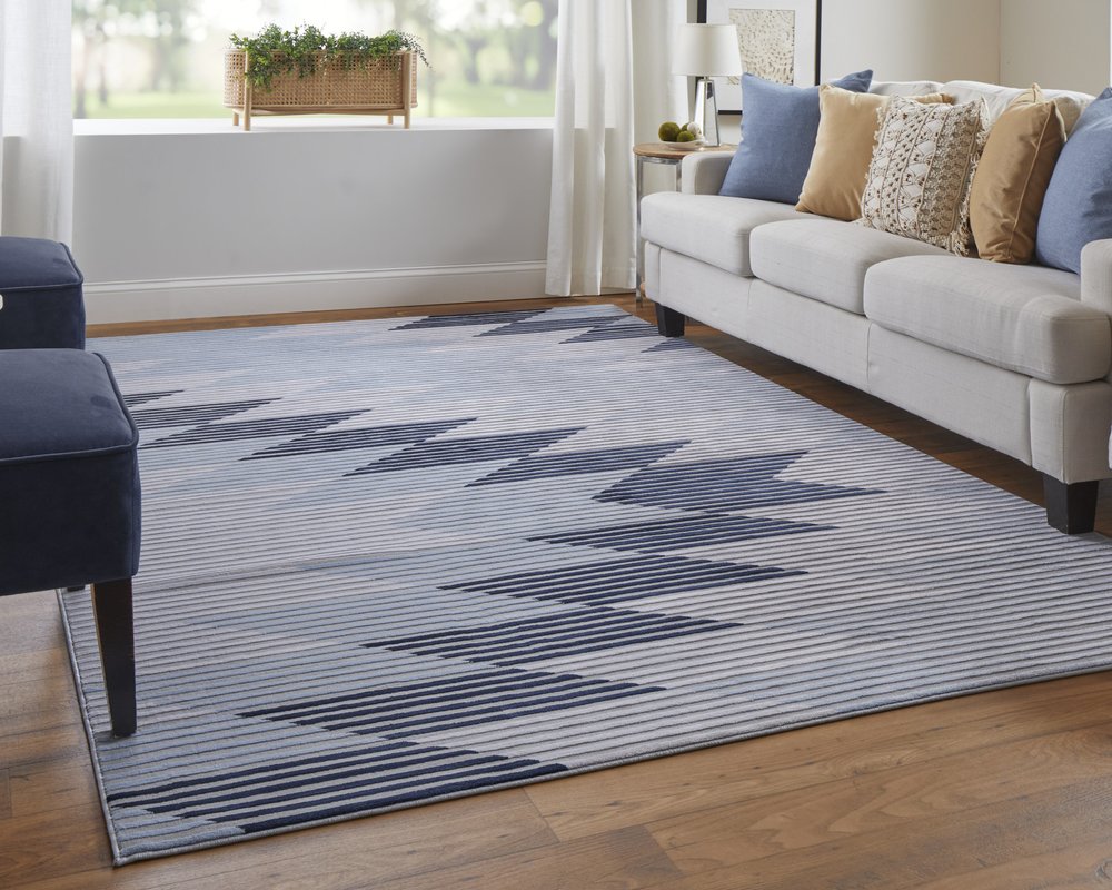 10' X 13' White Gray and Gold Geometric Power Loom Area Rug