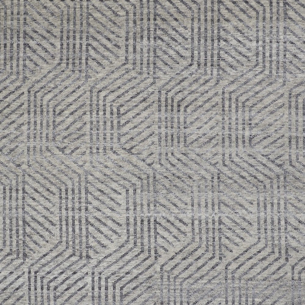 5' X 8' Tan and Gray Wool Geometric Hand Knotted Area Rug