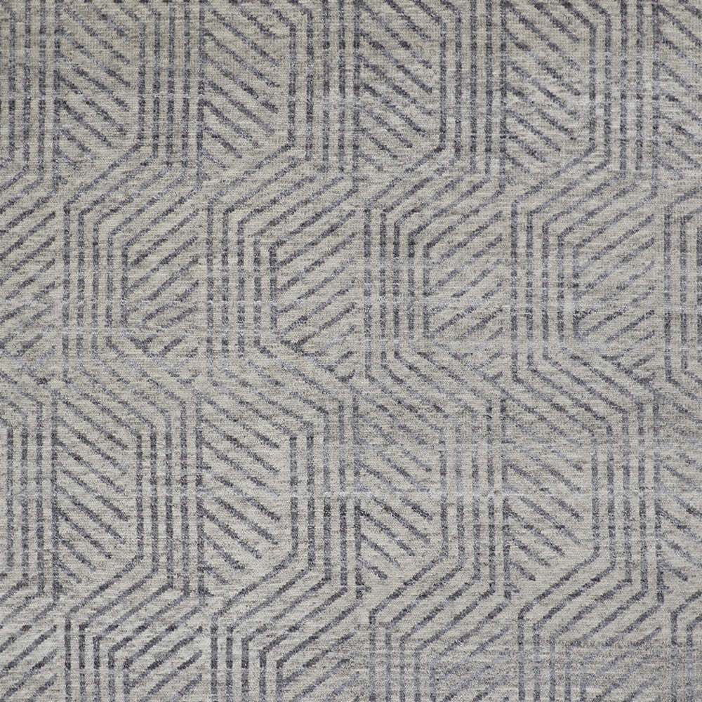 5' X 8' Tan and Gray Wool Geometric Hand Knotted Area Rug