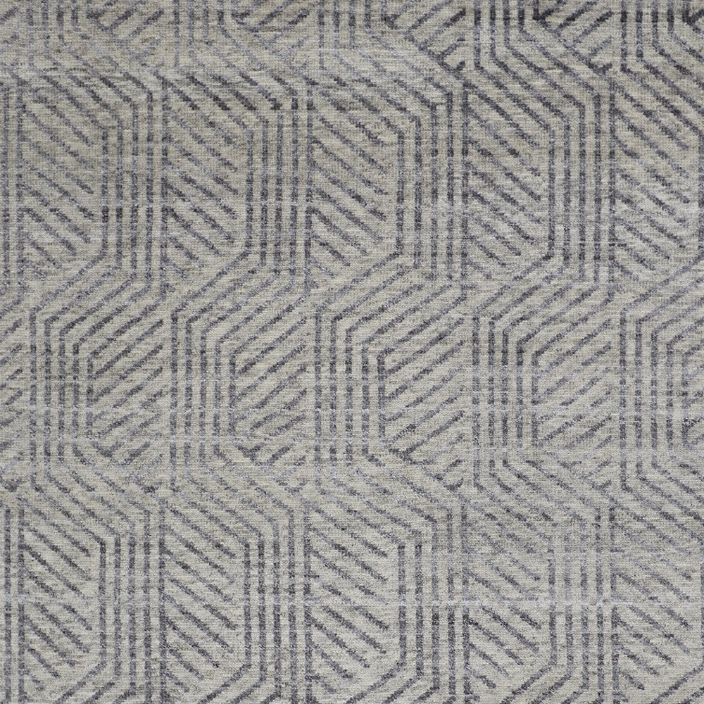 5' X 8' Tan and Gray Wool Geometric Hand Knotted Area Rug