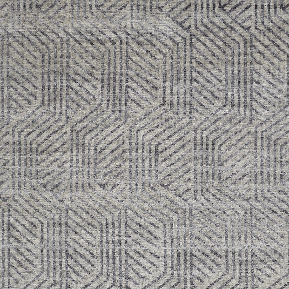 5' X 8' Tan and Gray Wool Geometric Hand Knotted Area Rug