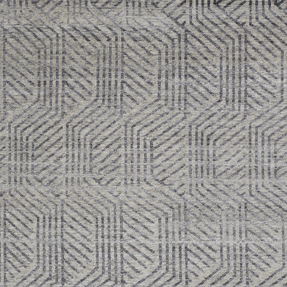 5' X 8' Tan and Gray Wool Geometric Hand Knotted Area Rug