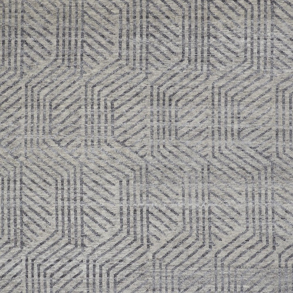 5' X 8' Tan and Gray Wool Geometric Hand Knotted Area Rug