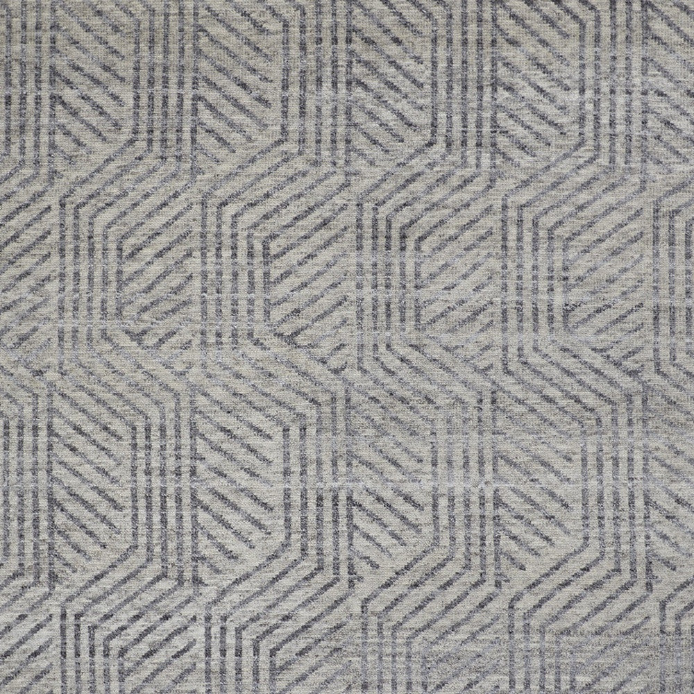 5' X 8' Tan and Gray Wool Geometric Hand Knotted Area Rug
