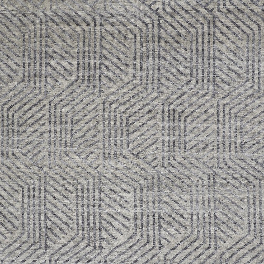 5' X 8' Tan and Gray Wool Geometric Hand Knotted Area Rug