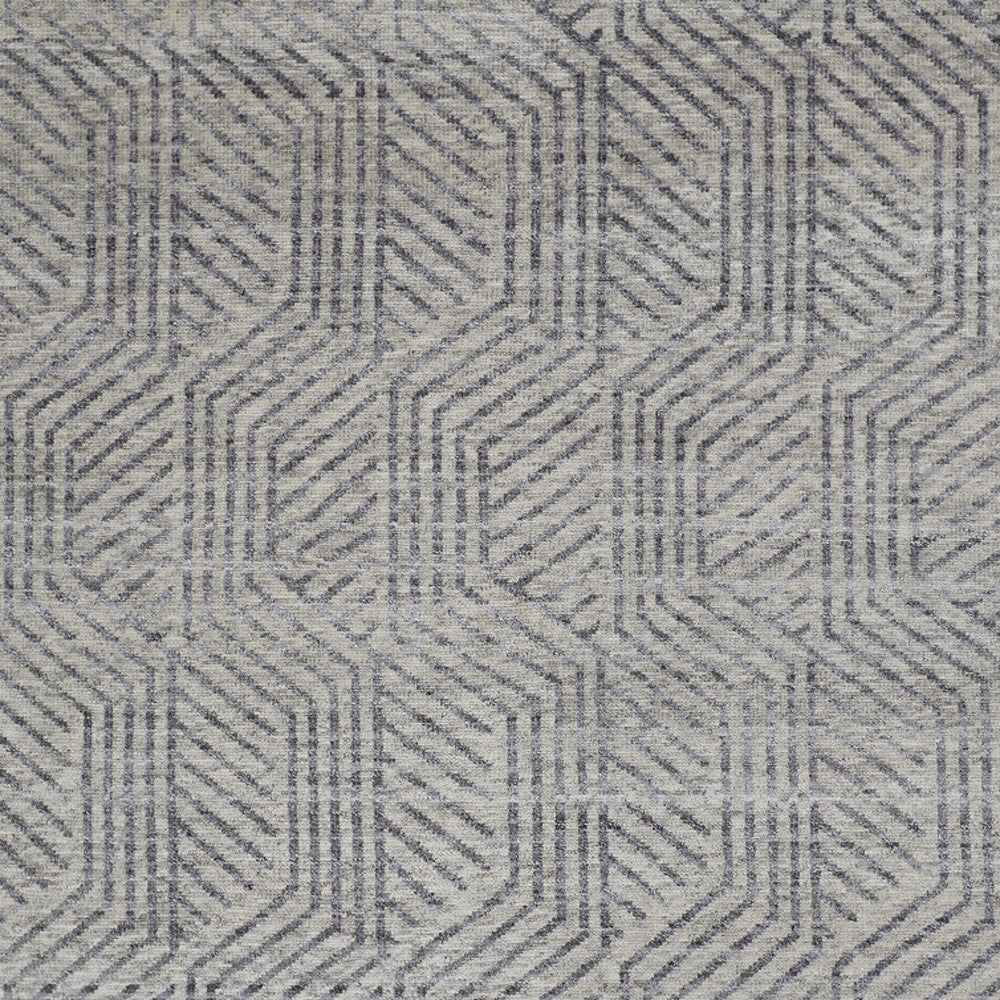 5' X 8' Tan and Gray Wool Geometric Hand Knotted Area Rug