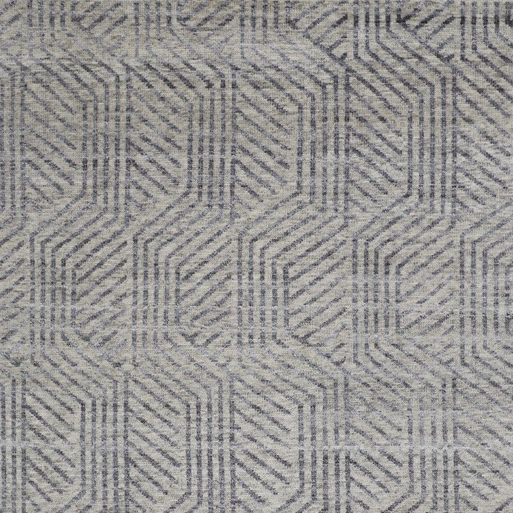5' X 8' Tan and Gray Wool Geometric Hand Knotted Area Rug
