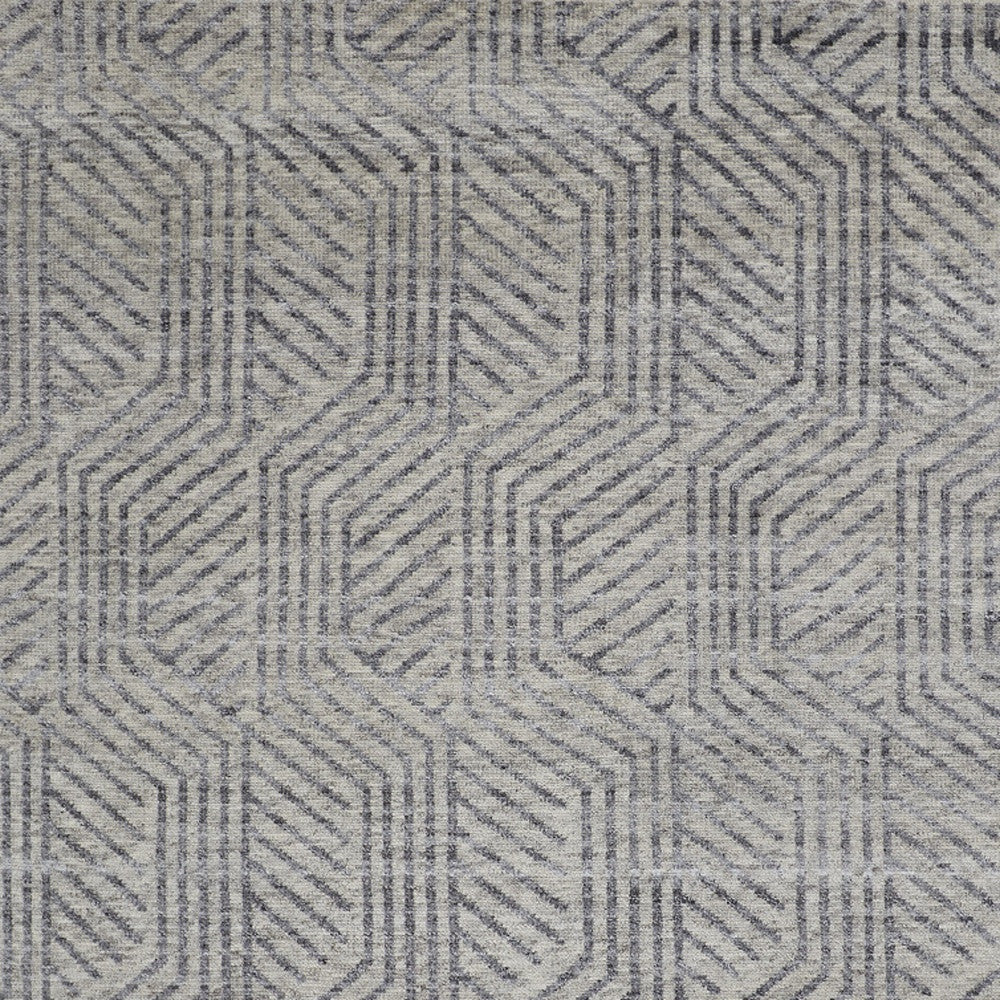 5' X 8' Tan and Gray Wool Geometric Hand Knotted Area Rug