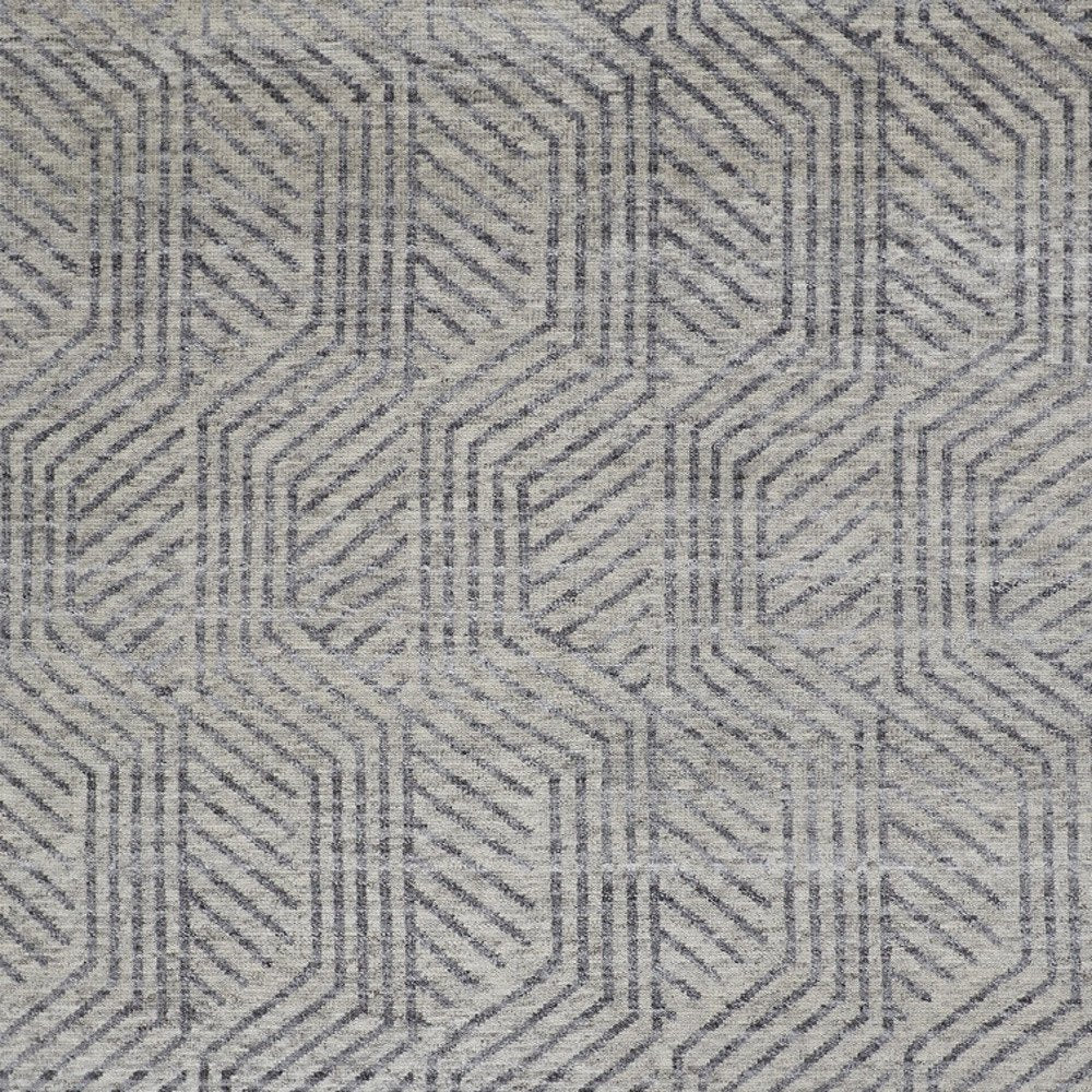 5' X 8' Tan and Gray Wool Geometric Hand Knotted Area Rug