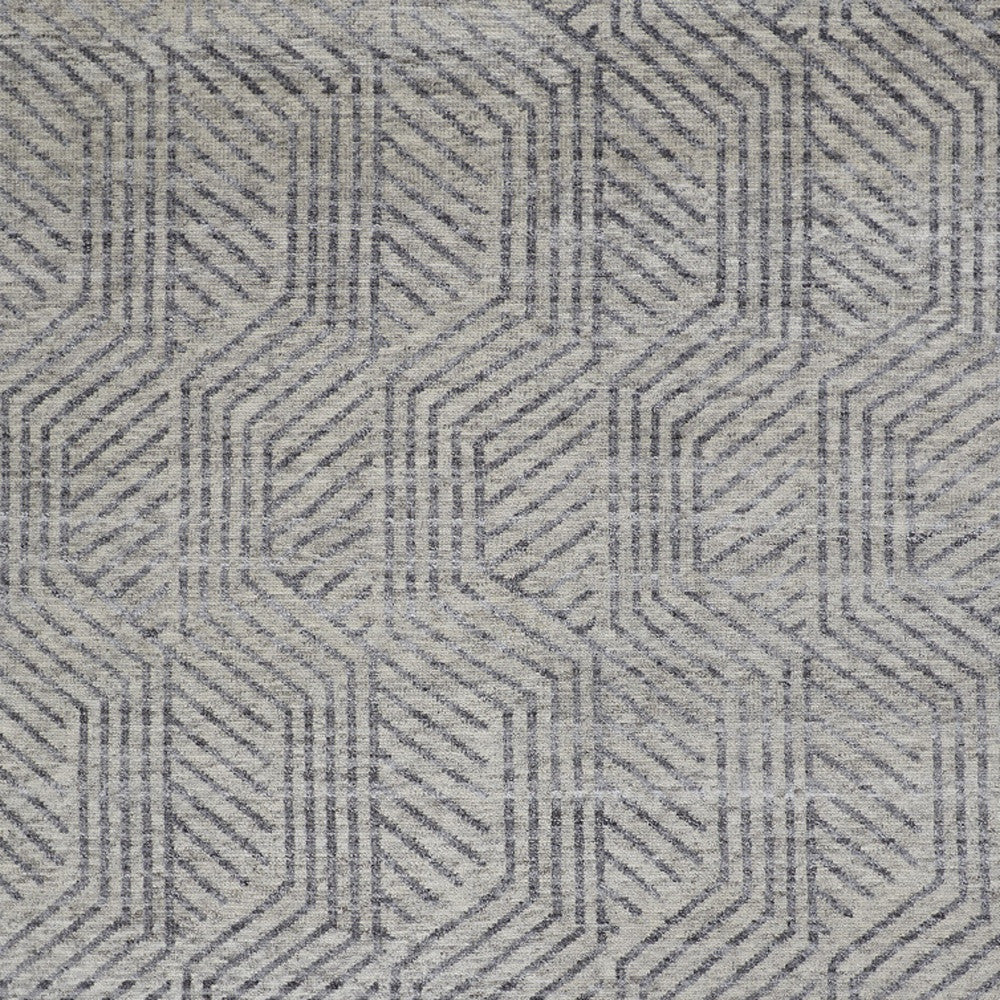5' X 8' Tan and Gray Wool Geometric Hand Knotted Area Rug