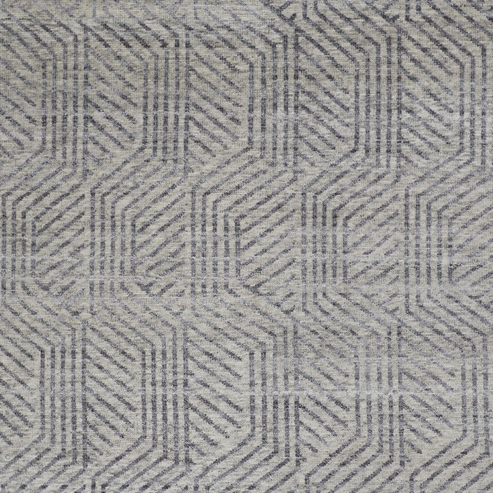 5' X 8' Tan and Gray Wool Geometric Hand Knotted Area Rug