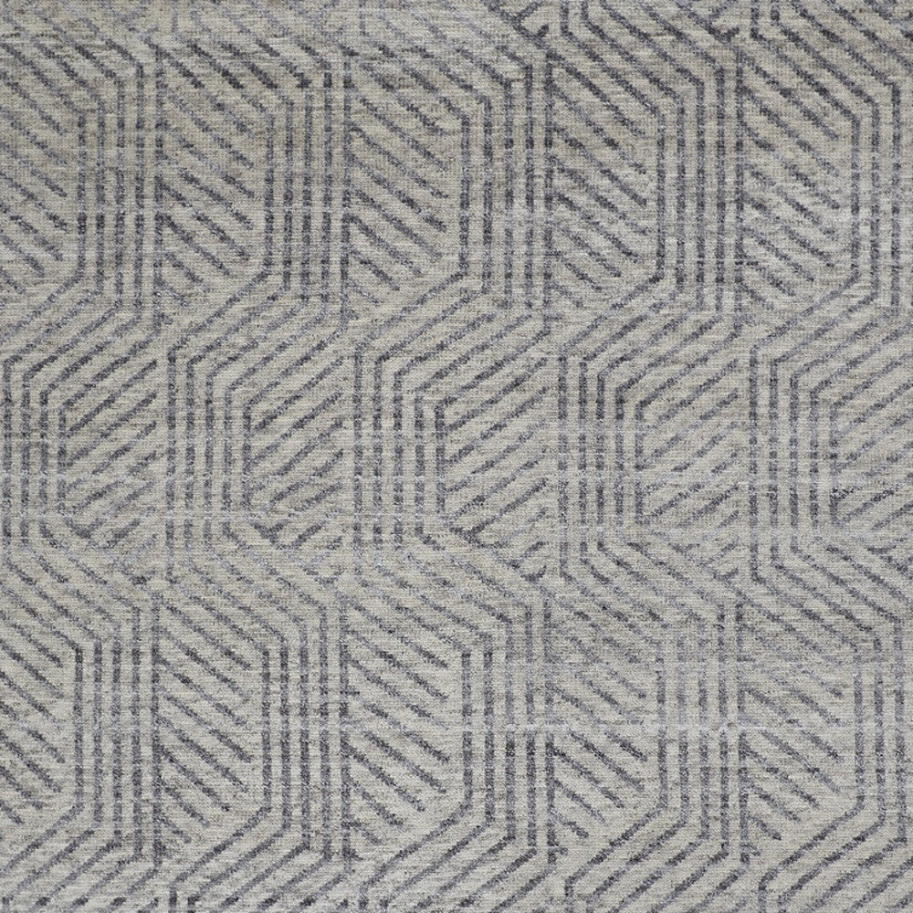 5' X 8' Tan and Gray Wool Geometric Hand Knotted Area Rug