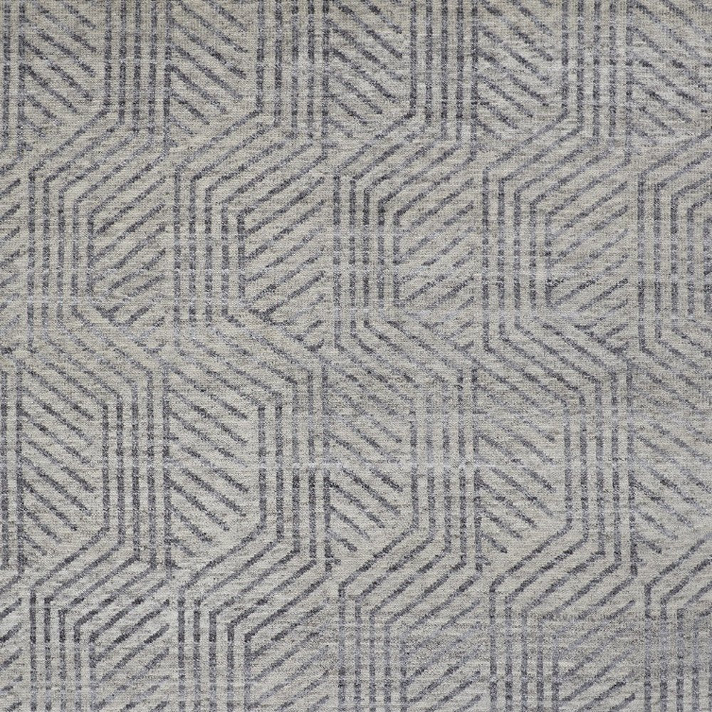 5' X 8' Tan and Gray Wool Geometric Hand Knotted Area Rug