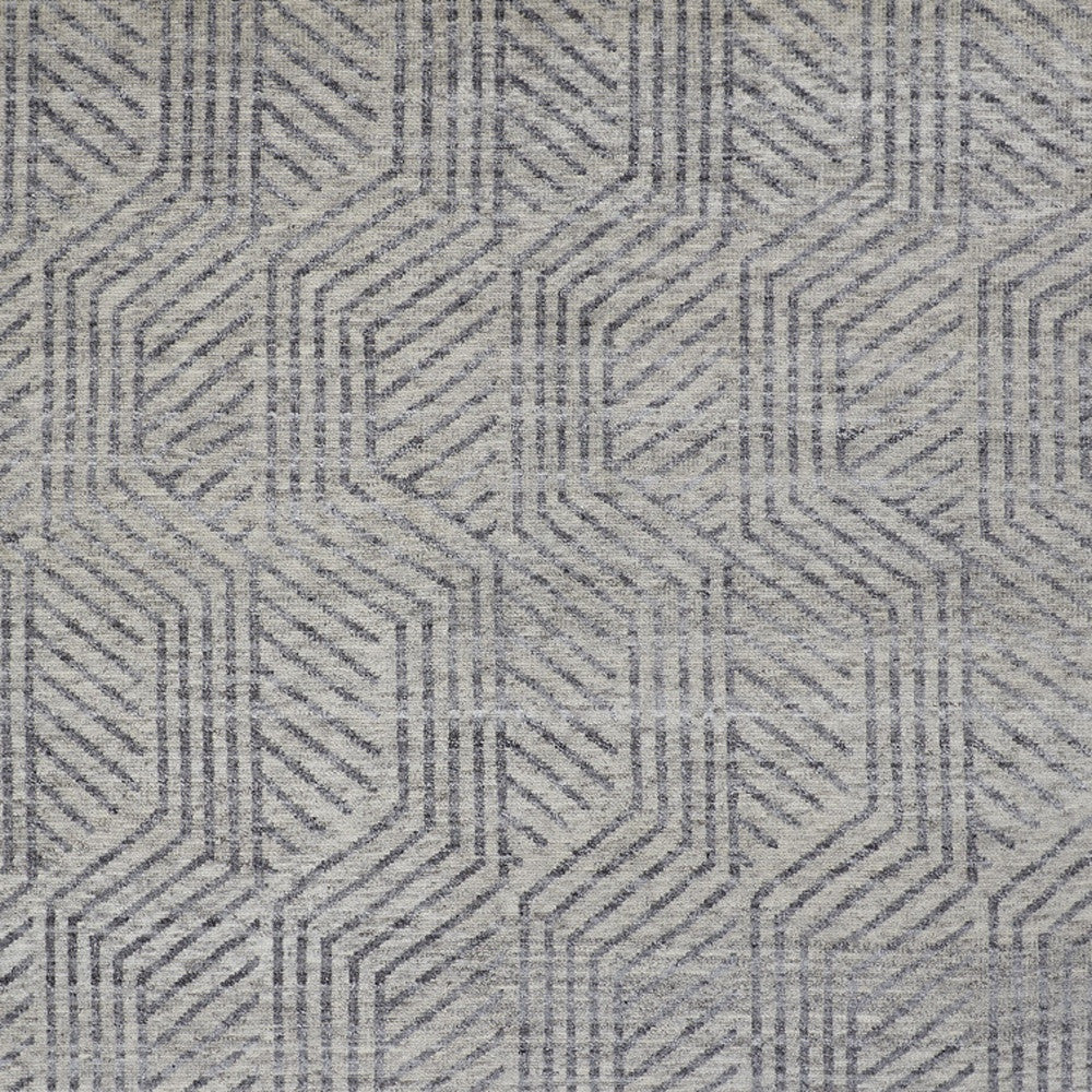 5' X 8' Tan and Gray Wool Geometric Hand Knotted Area Rug