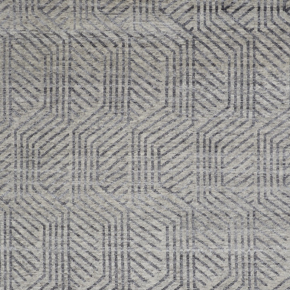 5' X 8' Tan and Gray Wool Geometric Hand Knotted Area Rug