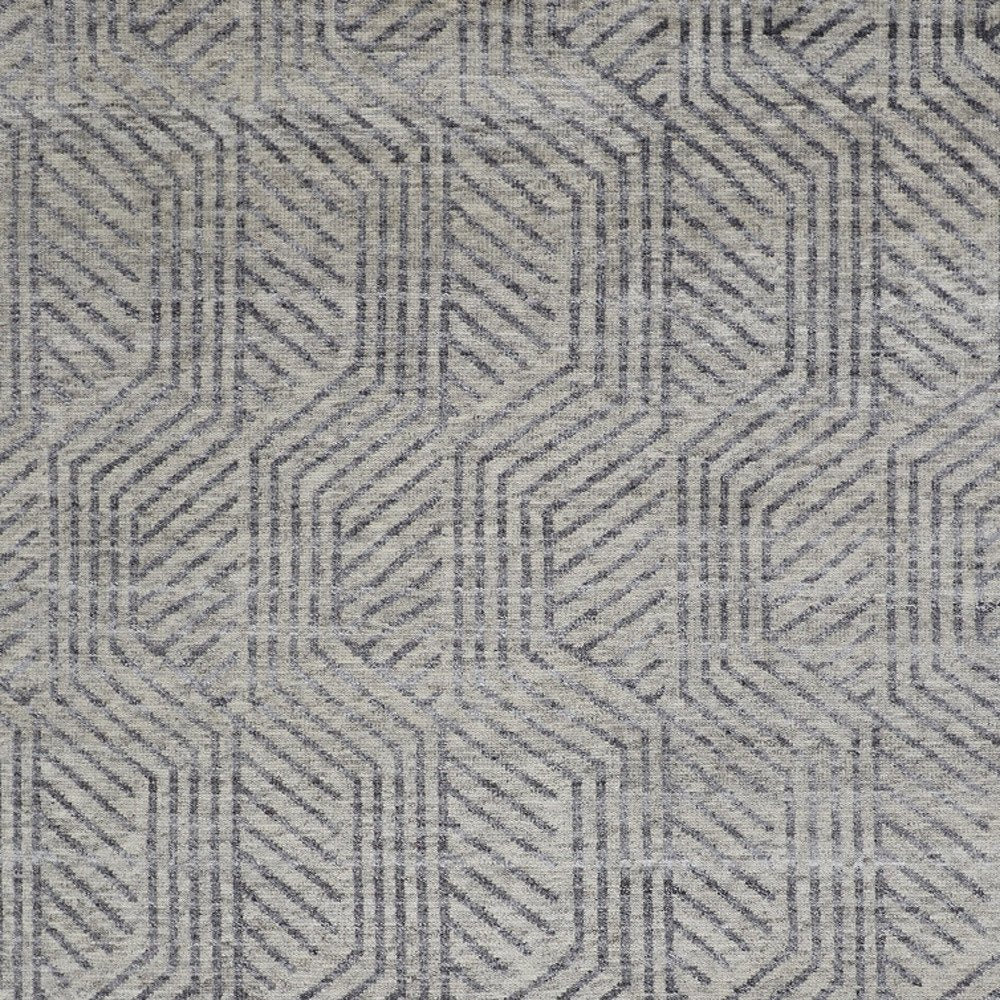 5' X 8' Tan and Gray Wool Geometric Hand Knotted Area Rug