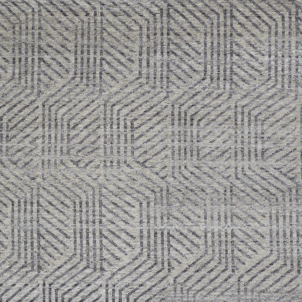 5' X 8' Tan and Gray Wool Geometric Hand Knotted Area Rug