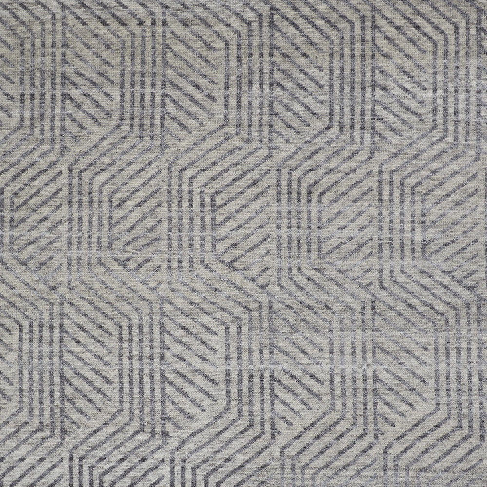 5' X 8' Tan and Gray Wool Geometric Hand Knotted Area Rug
