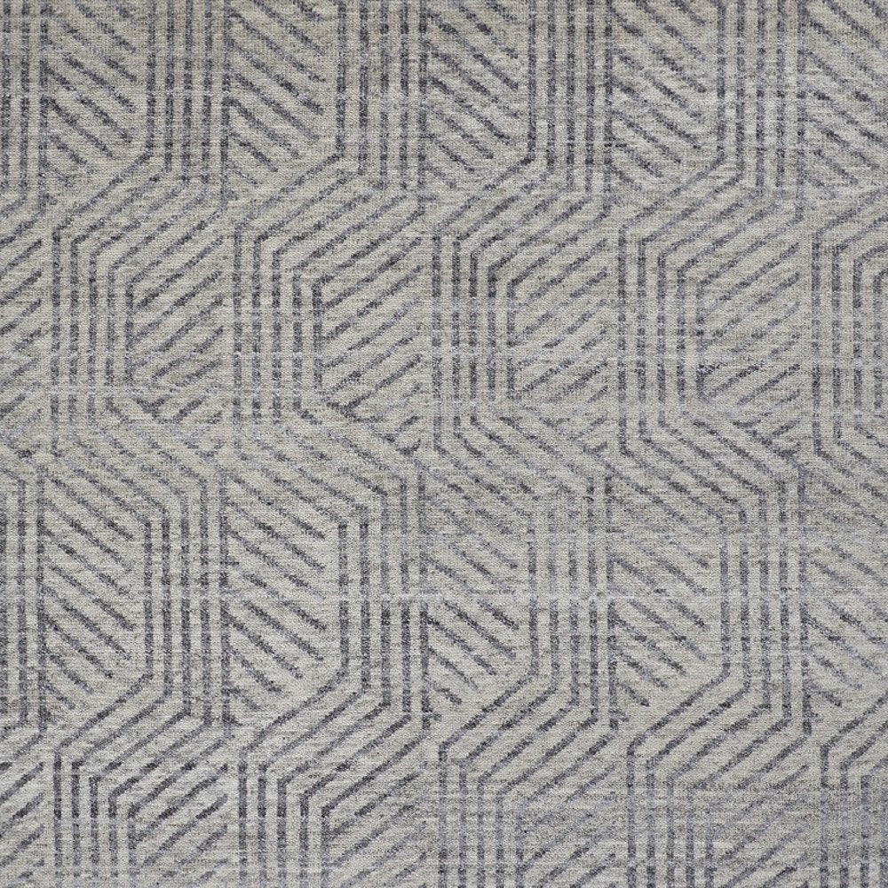 5' X 8' Tan and Gray Wool Geometric Hand Knotted Area Rug