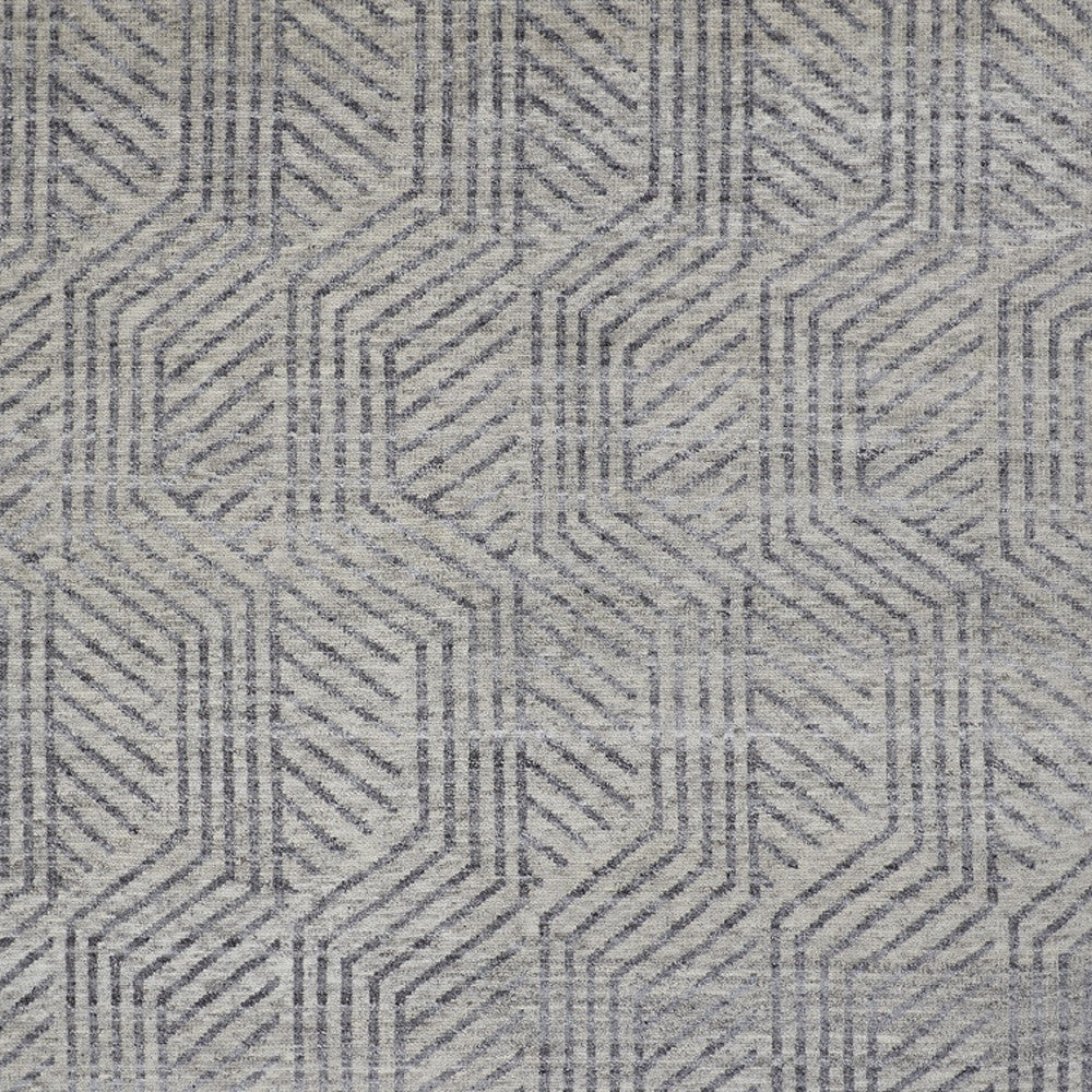 5' X 8' Tan and Gray Wool Geometric Hand Knotted Area Rug
