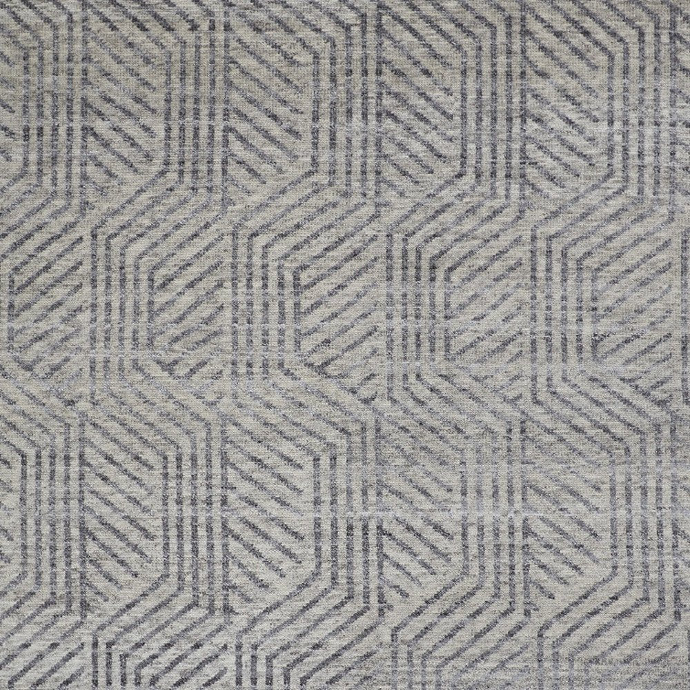 5' X 8' Tan and Gray Wool Geometric Hand Knotted Area Rug
