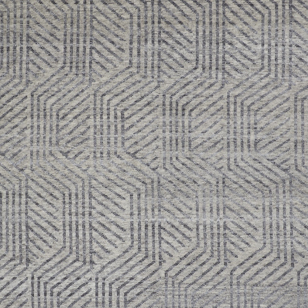 5' X 8' Tan and Gray Wool Geometric Hand Knotted Area Rug