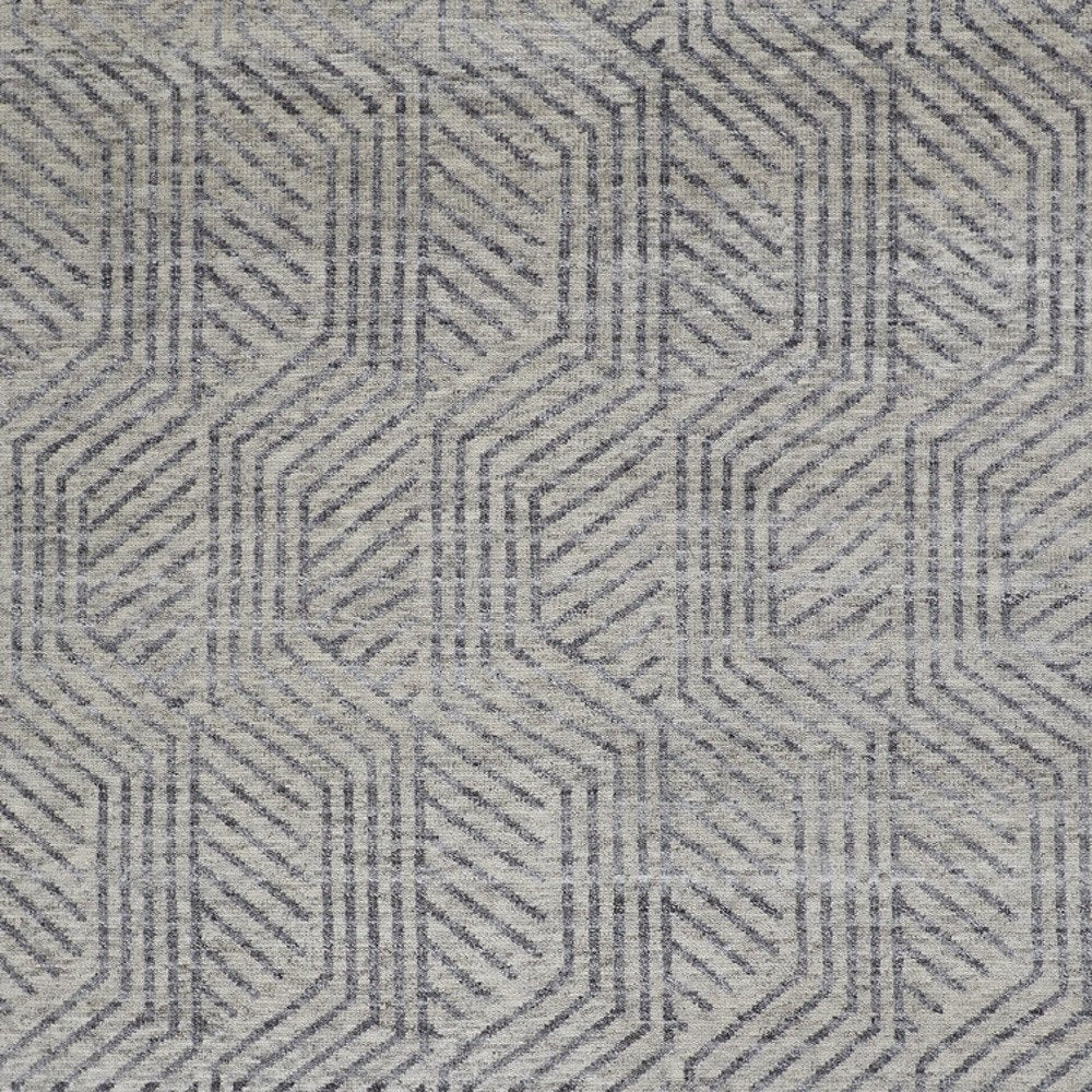 5' X 8' Tan and Gray Wool Geometric Hand Knotted Area Rug