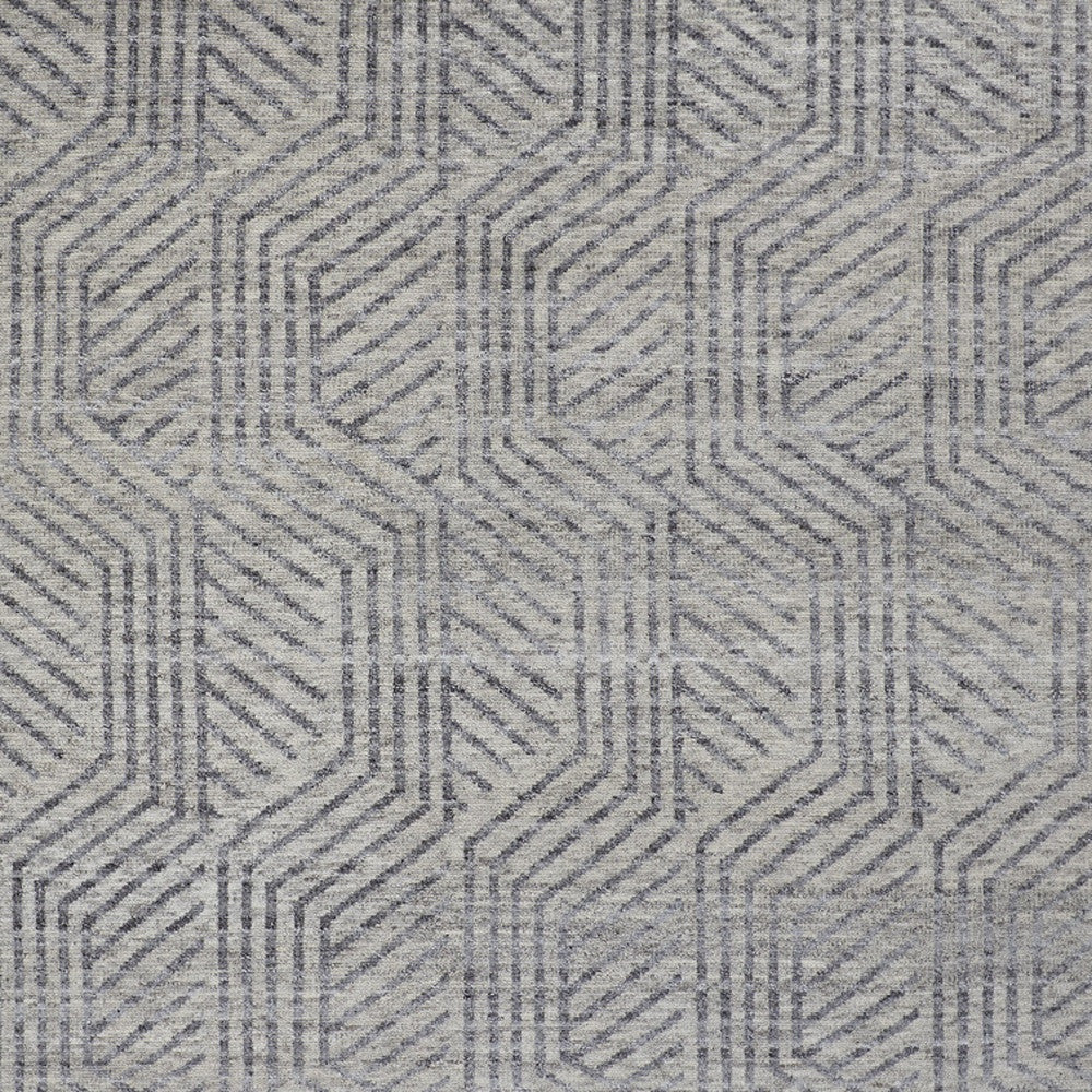 5' X 8' Tan and Gray Wool Geometric Hand Knotted Area Rug