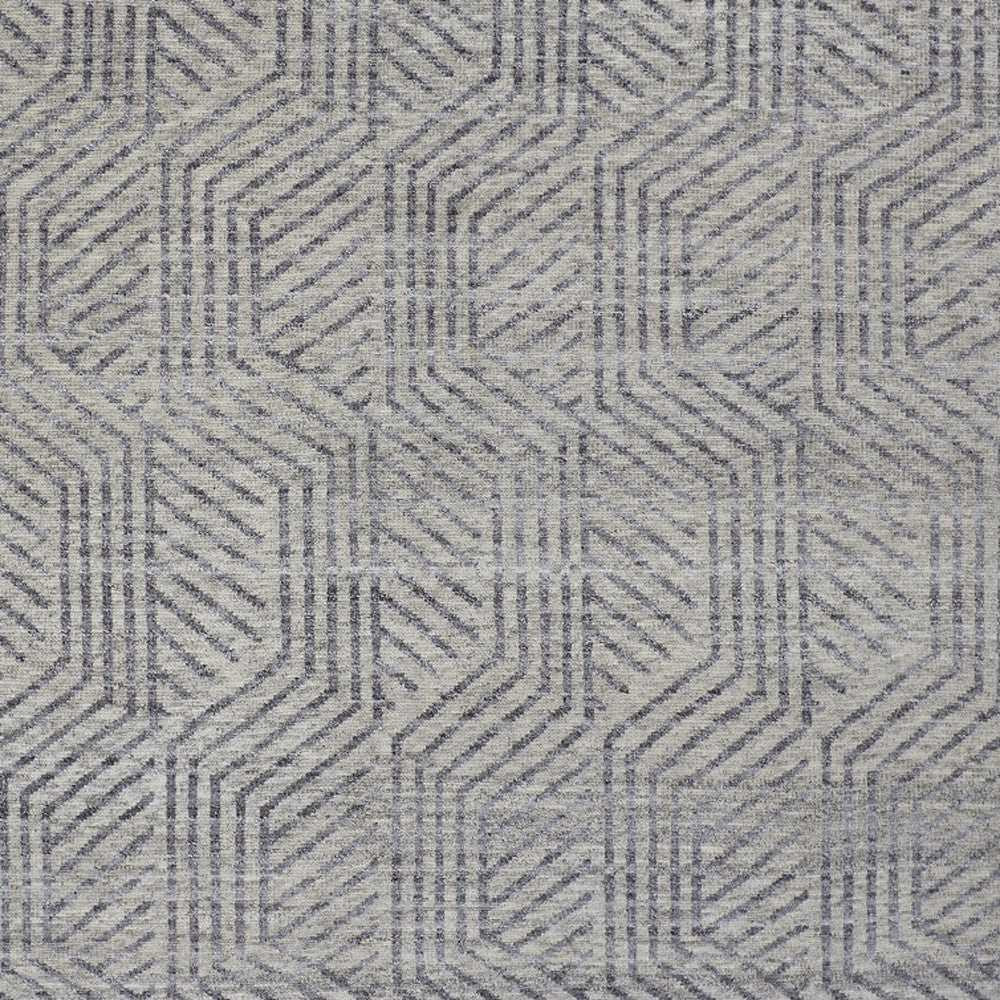 5' X 8' Tan and Gray Wool Geometric Hand Knotted Area Rug