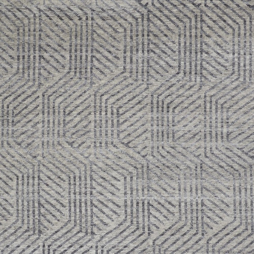 5' X 8' Tan and Gray Wool Geometric Hand Knotted Area Rug