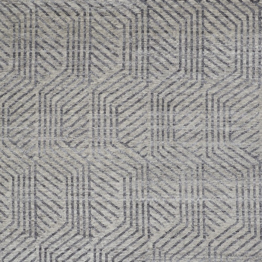 5' X 8' Tan and Gray Wool Geometric Hand Knotted Area Rug