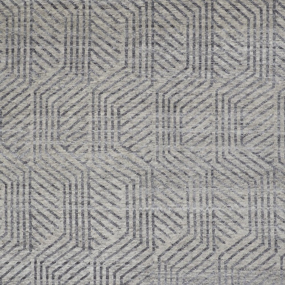 5' X 8' Tan and Gray Wool Geometric Hand Knotted Area Rug