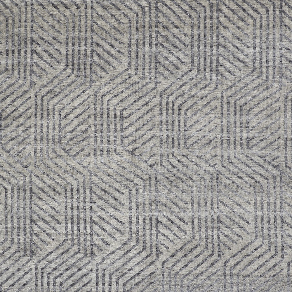 5' X 8' Tan and Gray Wool Geometric Hand Knotted Area Rug