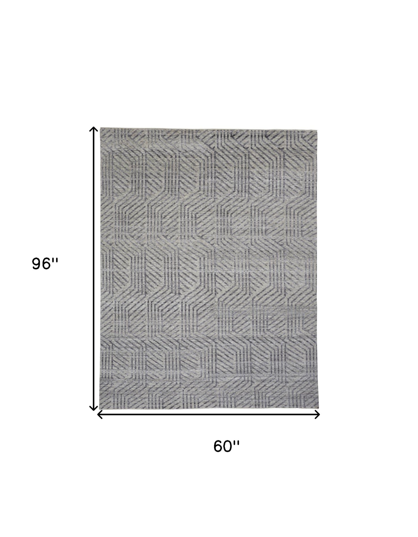 5' X 8' Tan and Gray Wool Geometric Hand Knotted Area Rug